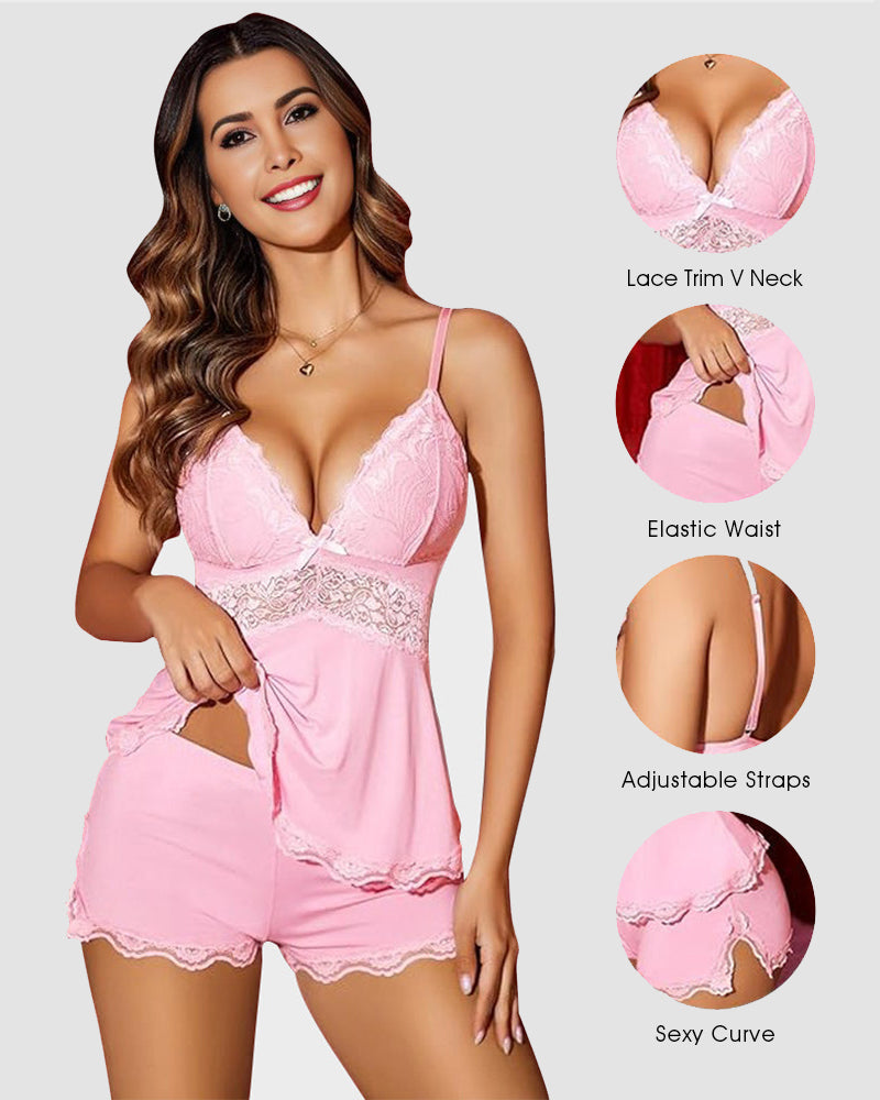 Lace-Trim Modal Cami & Shorts Pajama Set