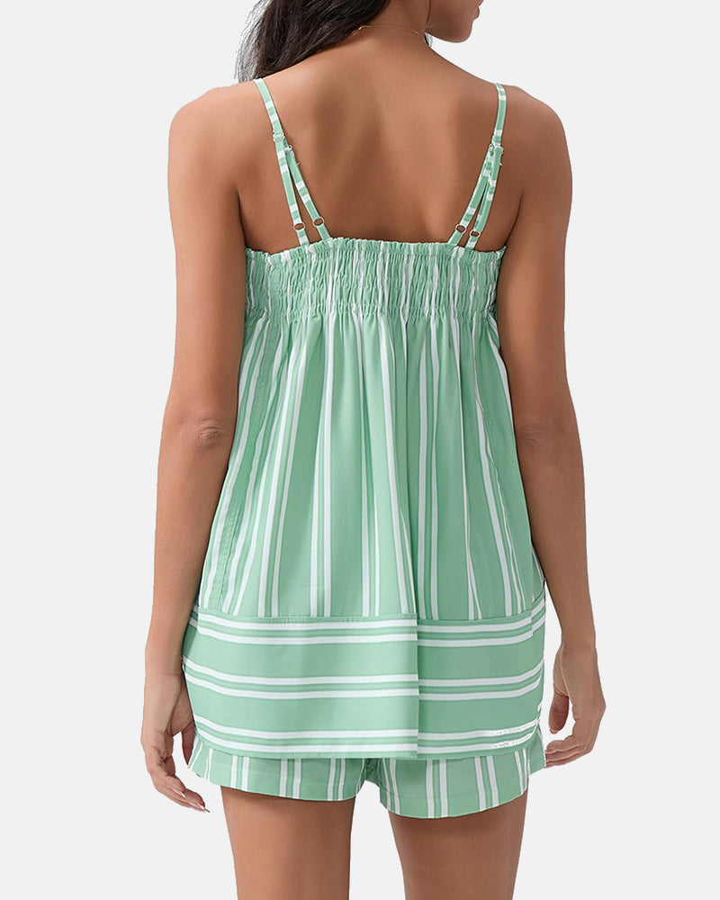 Women's Breathable Striped Camisole Shorts Set for Summer Adventures