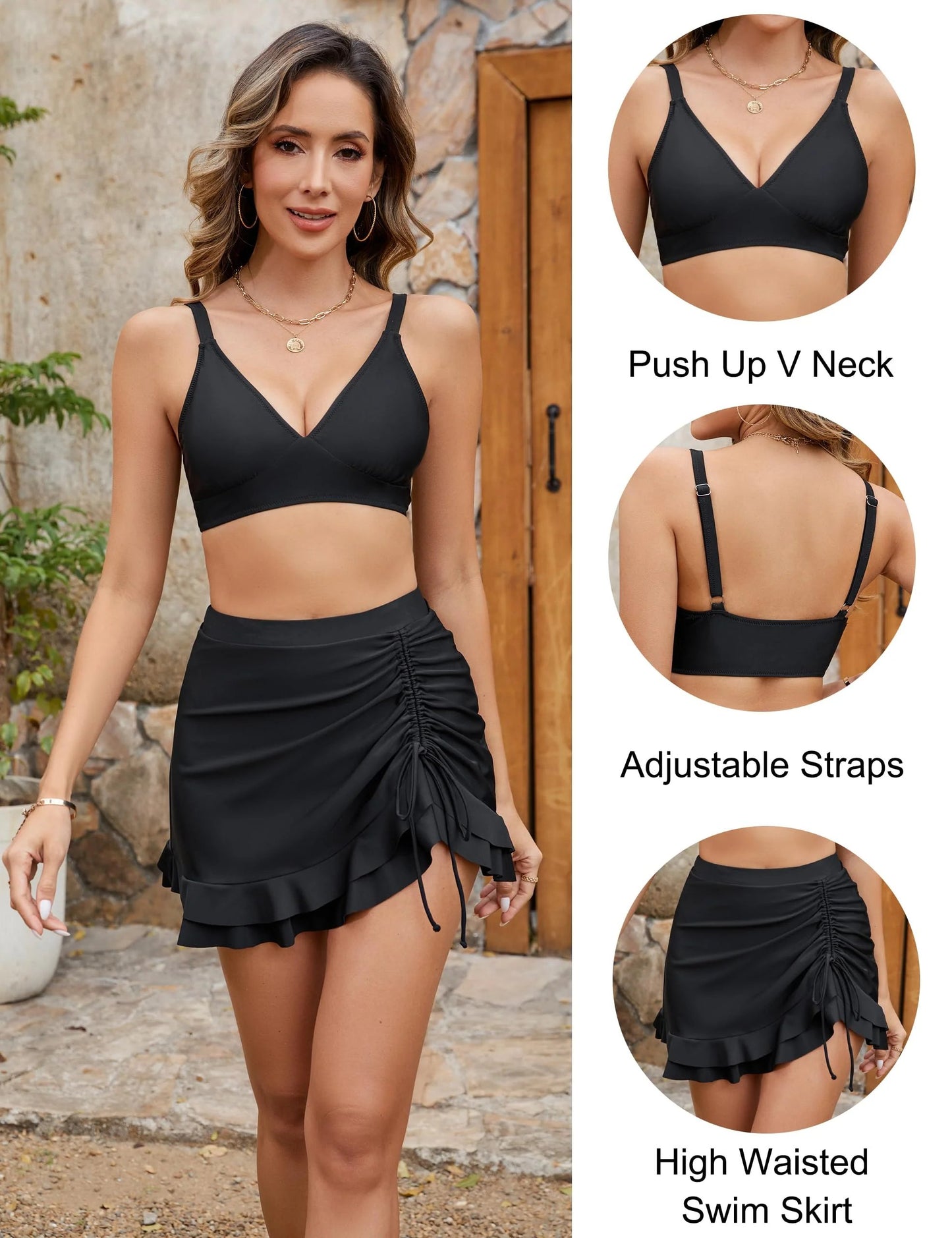 Women's Tummy Control High Waisted Gingham Bikini Set