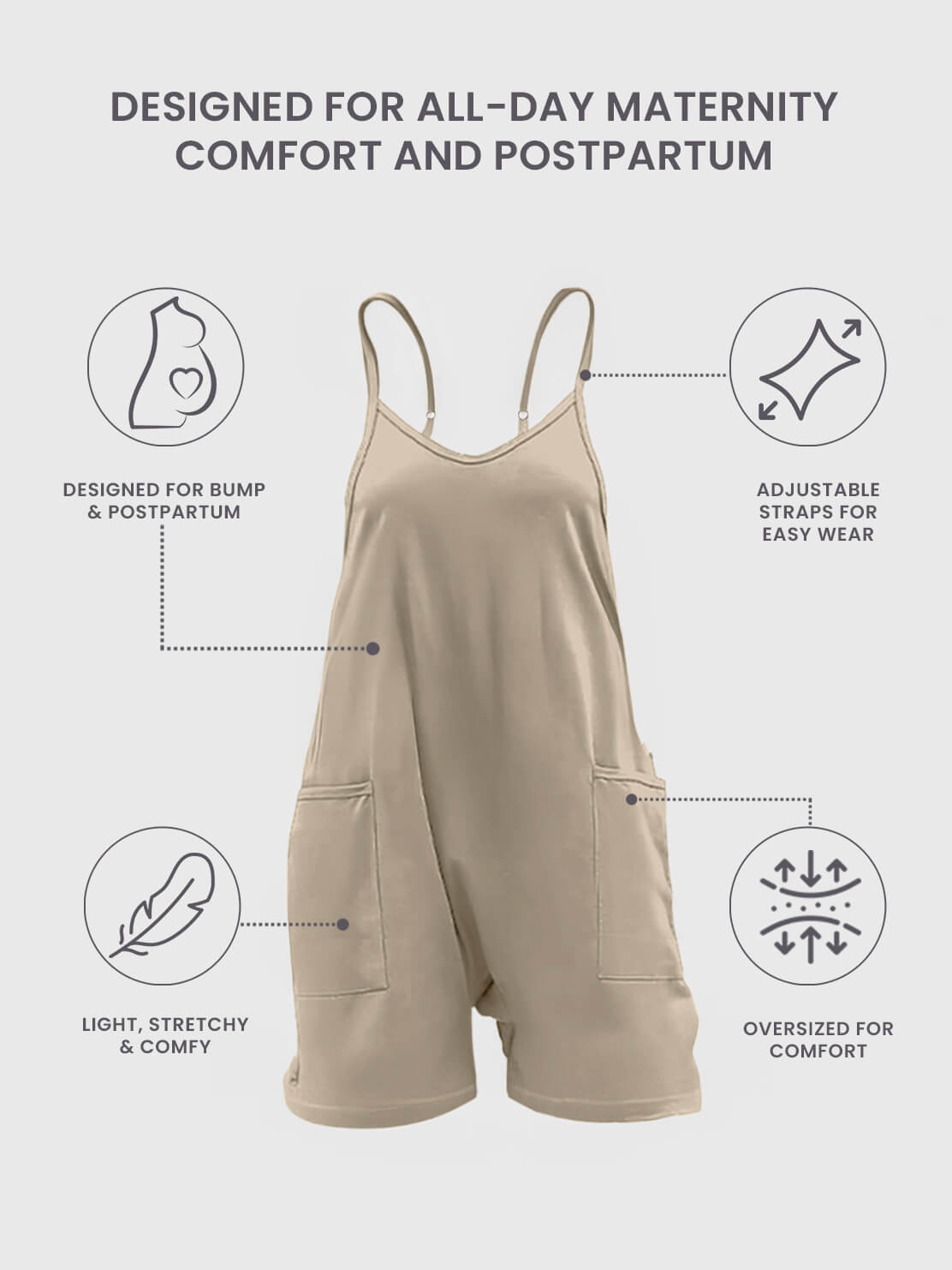 Oversized Jumpsuit Shorts - Maternity & Postpartum