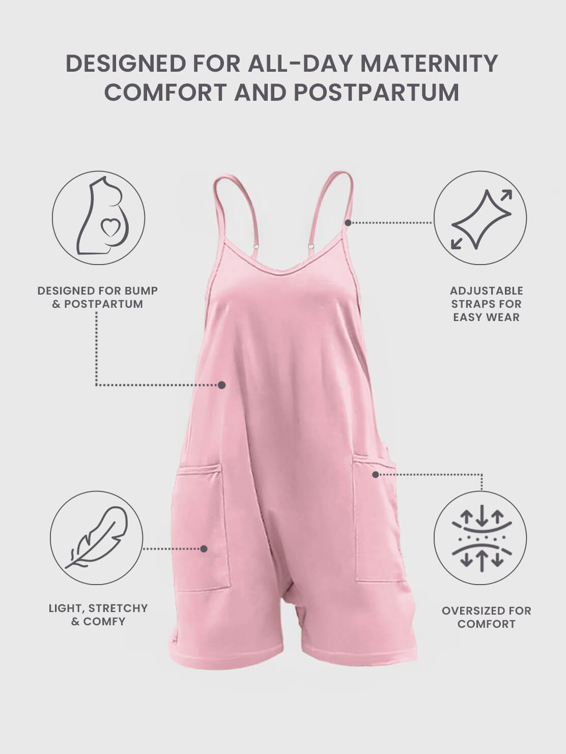 Oversized Jumpsuit Shorts - Maternity & Postpartum