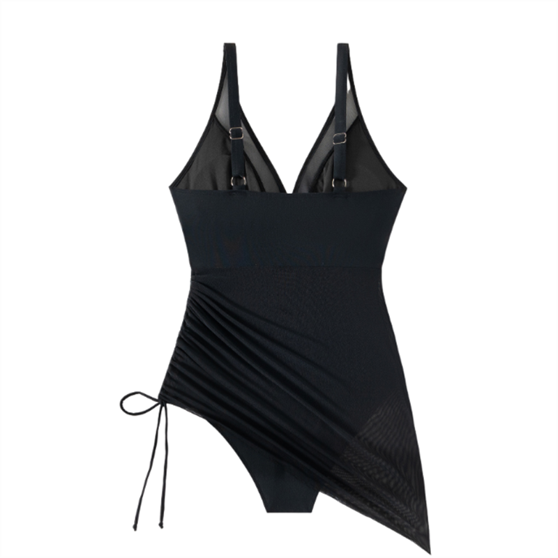 Slimming Mesh Sheer Sarong Wraps Swimsuit