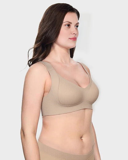 Women's Ribbed Push Up Adjustable Wireless Bra