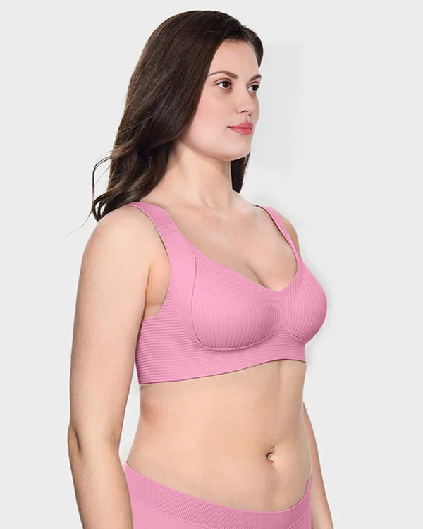 Women's Ribbed Push Up Adjustable Wireless Bra