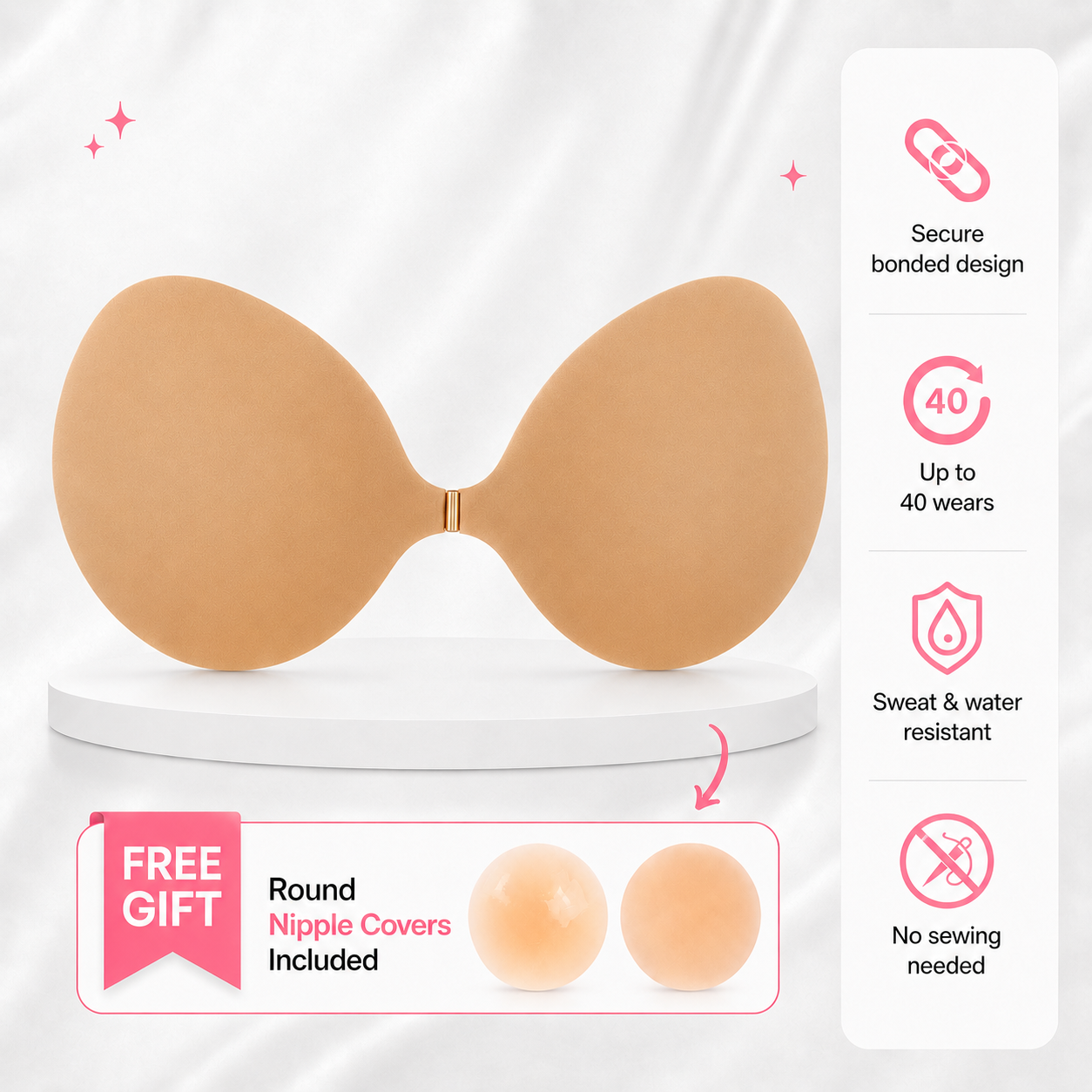 Silicone Invisible Sticky Bra Waterproof Reusable