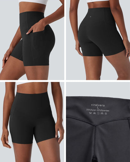 High Waisted Butt Lifting Shorts with Side Pockets
