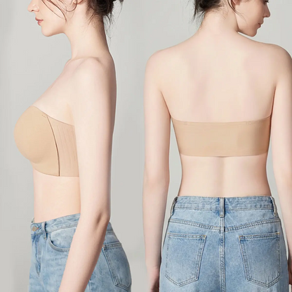Strapless Front Closure Wireless Padded Non Slip Jelly Tube Bra