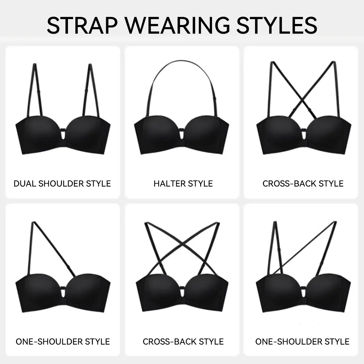 Strapless Front Closure Wireless Padded Non Slip Jelly Tube Bra