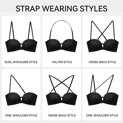 Strapless Front Closure Wireless Padded Non Slip Jelly Tube Bra