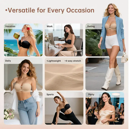 Strapless Front Closure Wireless Padded Non Slip Jelly Tube Bra