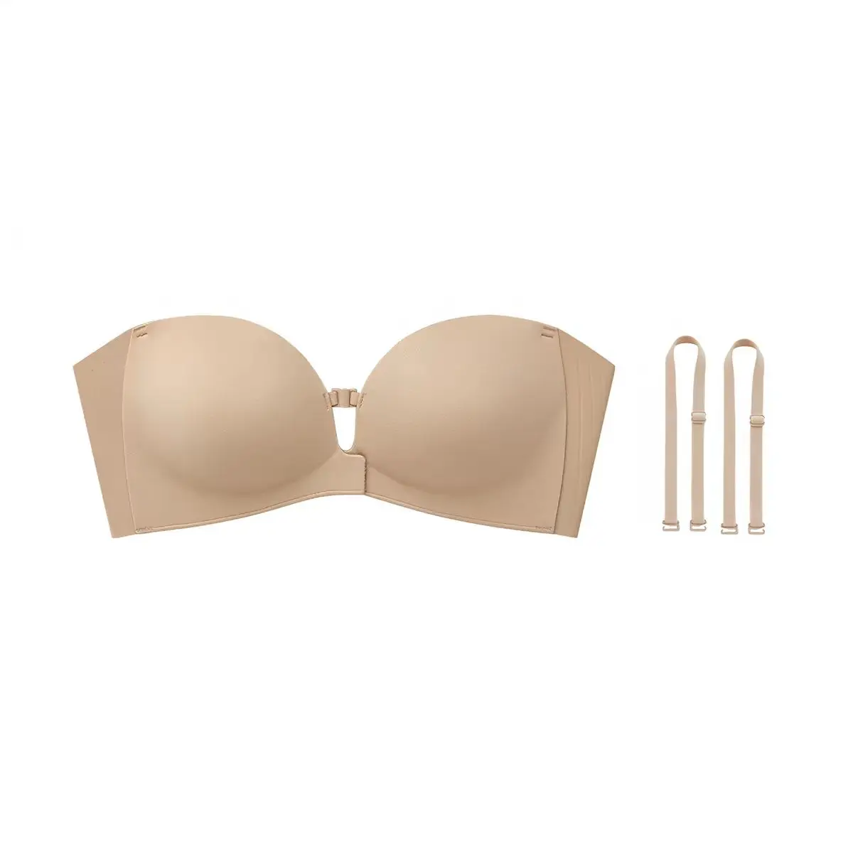 Strapless Front Closure Wireless Padded Non Slip Jelly Tube Bra