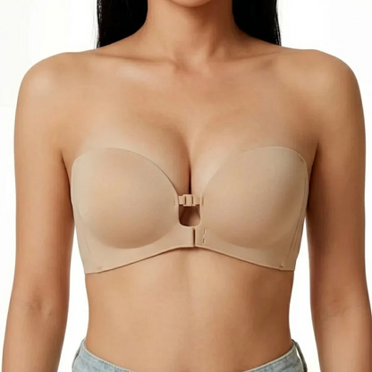 Strapless Front Closure Wireless Padded Non Slip Jelly Tube Bra