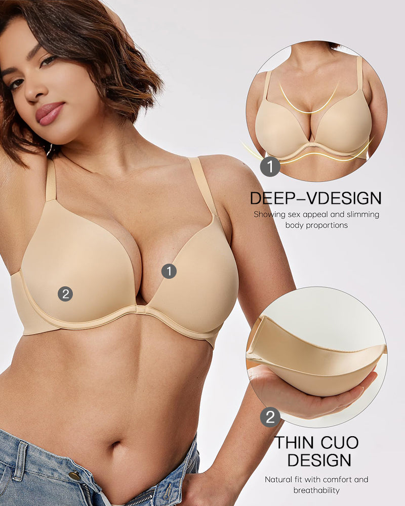 Deep V Push Up Bra Elegant Shaping Underwear