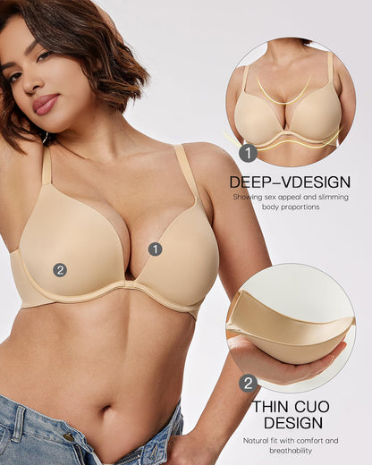 Deep V Push Up Bra Elegant Shaping Underwear