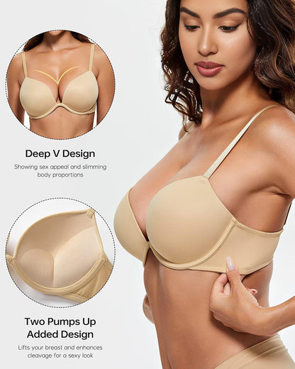 Deep V Push Up Bra Elegant Shaping Underwear