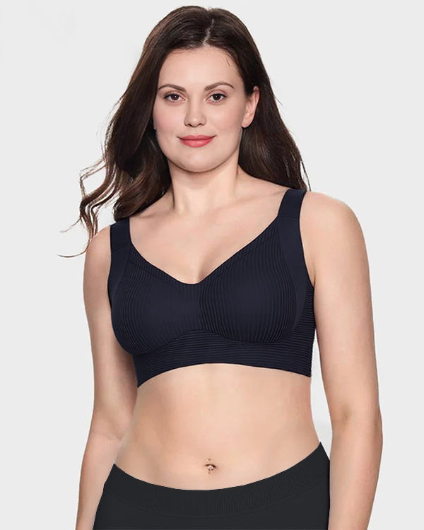 Women's Ribbed Push Up Adjustable Wireless Bra