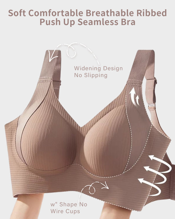 Women's Ribbed Push Up Adjustable Wireless Bra