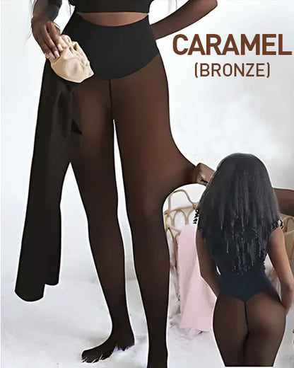 New Compression Band Model One-Seam Translucent Fleece Lined Tights