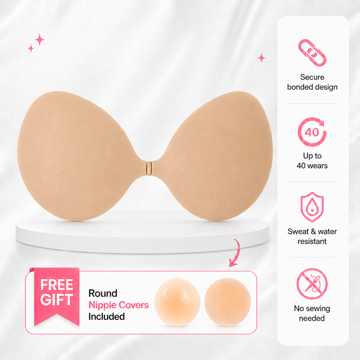 Silicone Invisible Sticky Bra Waterproof Reusable