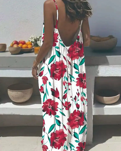 Women's Leopard Print Backless Cami Dress