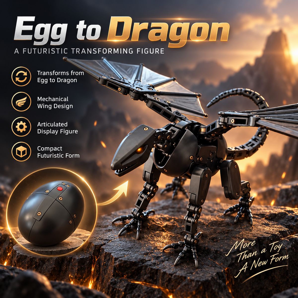 ⚡DragonMorph – Egg to Dragon Transforming Mechanical Toy