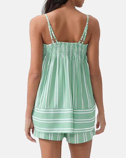 Women's Breathable Striped Camisole Shorts Set for Summer Adventures