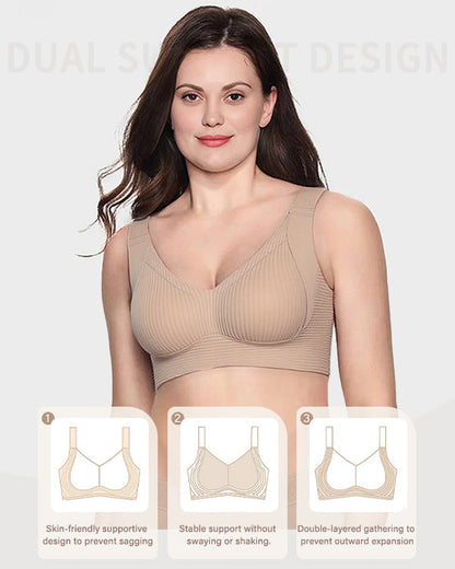 Women's Ribbed Push Up Adjustable Wireless Bra