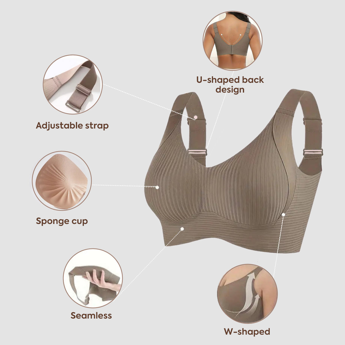 Widened Lifting Non Slip Shoulder Strap Bra
