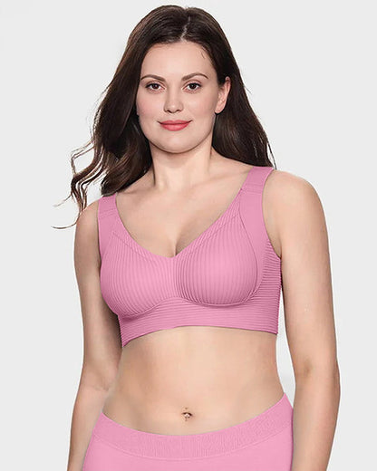 Women's Ribbed Push Up Adjustable Wireless Bra