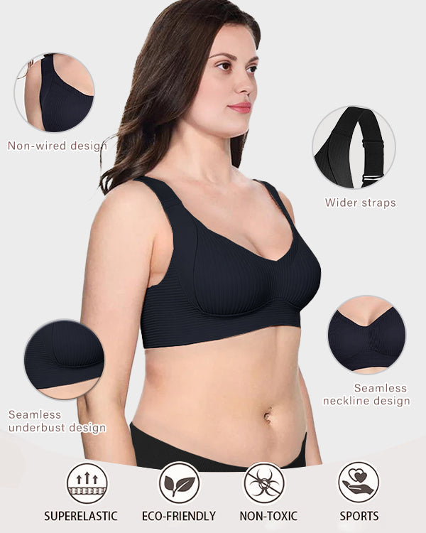 Women's Ribbed Push Up Adjustable Wireless Bra