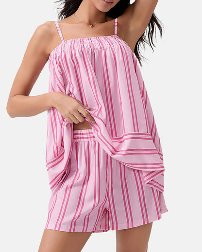 Women's Breathable Striped Camisole Shorts Set for Summer Adventures