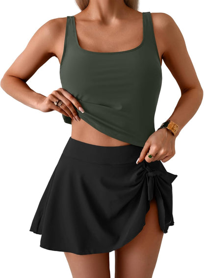 Women High Waisted Tummy Control Two Piece Swimwear