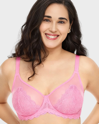 Mermaid Scales Lace Plus Size Minimizer Bra