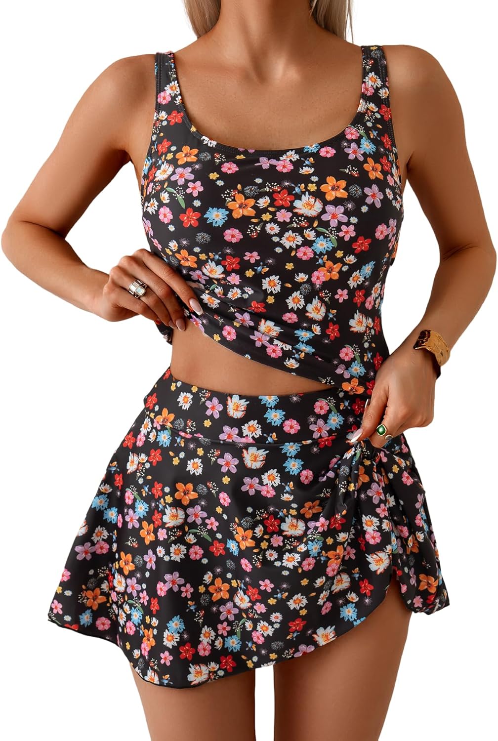 Women High Waisted Tummy Control Two Piece Swimwear