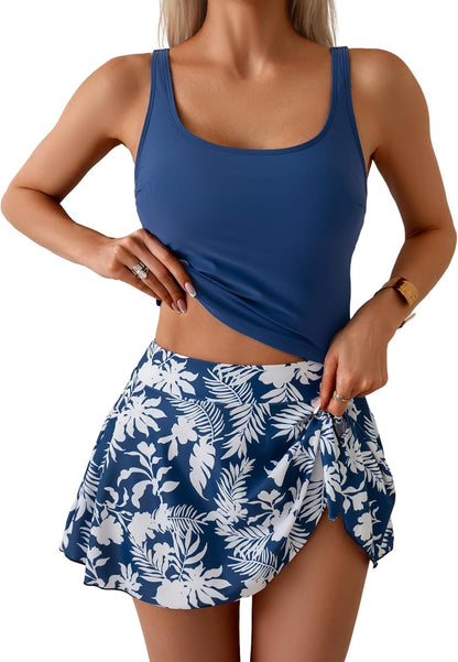 Women High Waisted Tummy Control Two Piece Swimwear