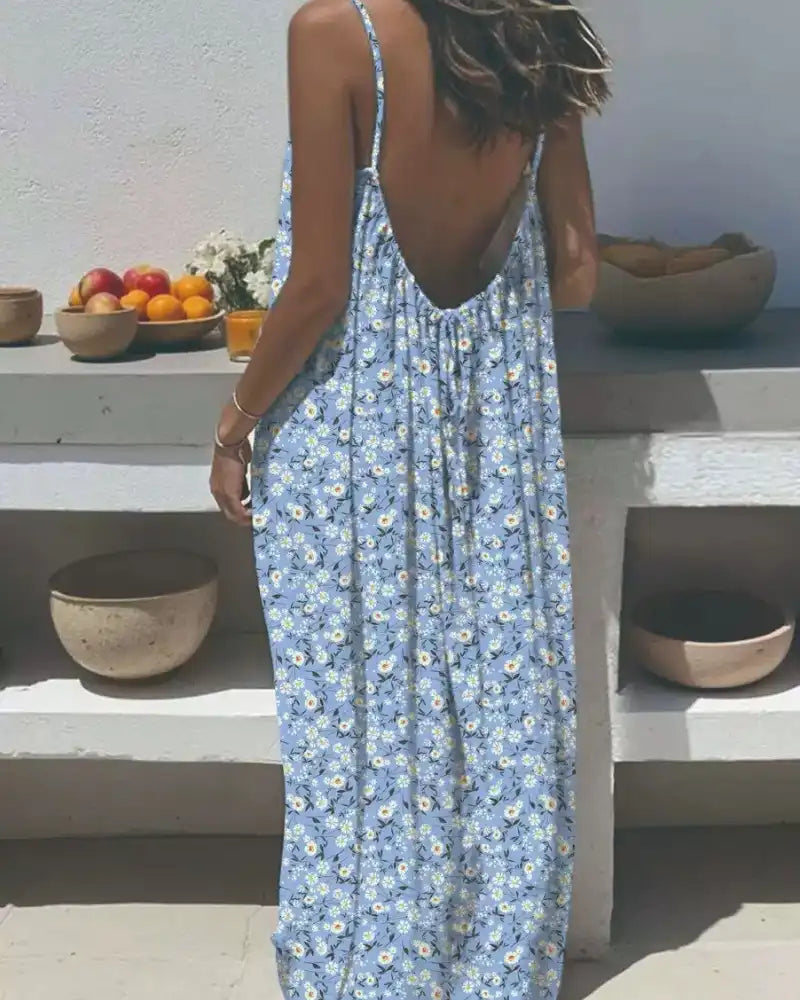 Women's Leopard Print Backless Cami Dress