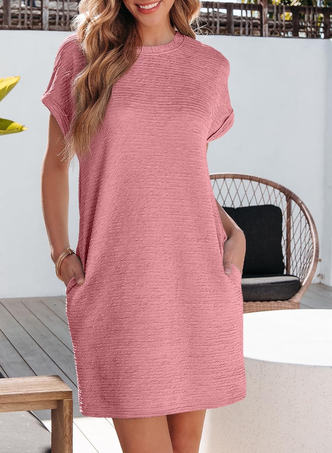 Women's Lightweight Summer T-shirt Dress with Pockets