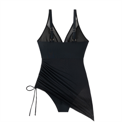 Slimming Mesh Sheer Sarong Wraps Swimsuit