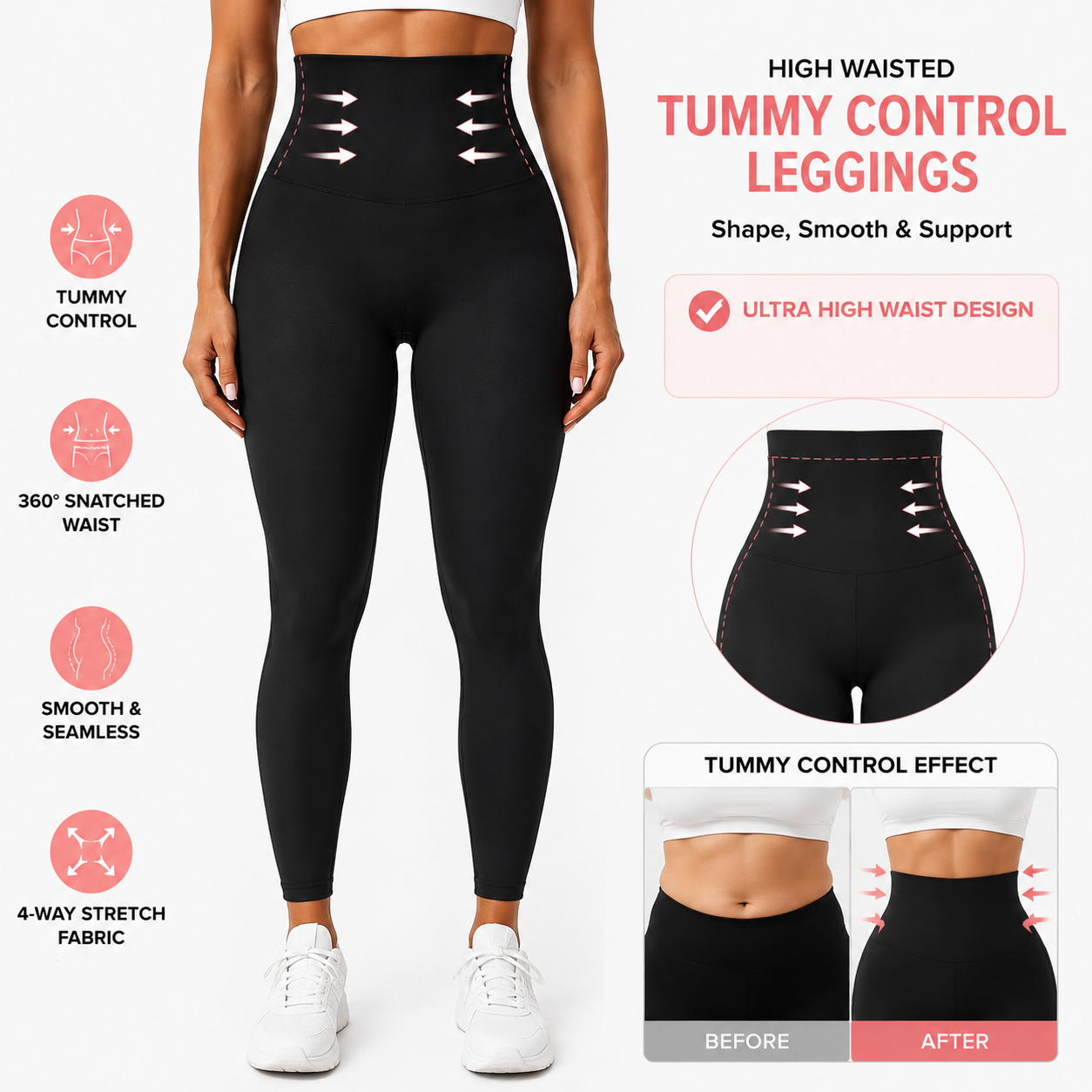 High Waisted Tummy Control Shaping Training Leggings