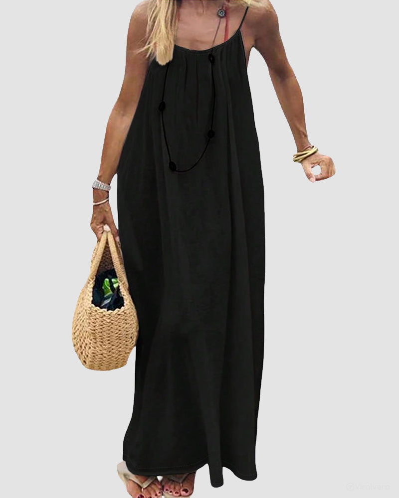 Women's Solid Color Backless Cami Dress