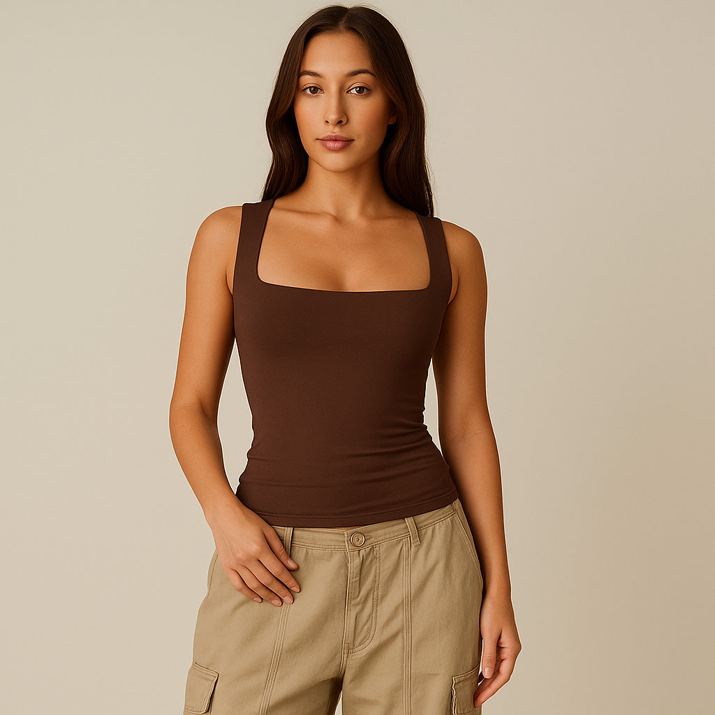 Sleeveless Square-Neck Tank Top