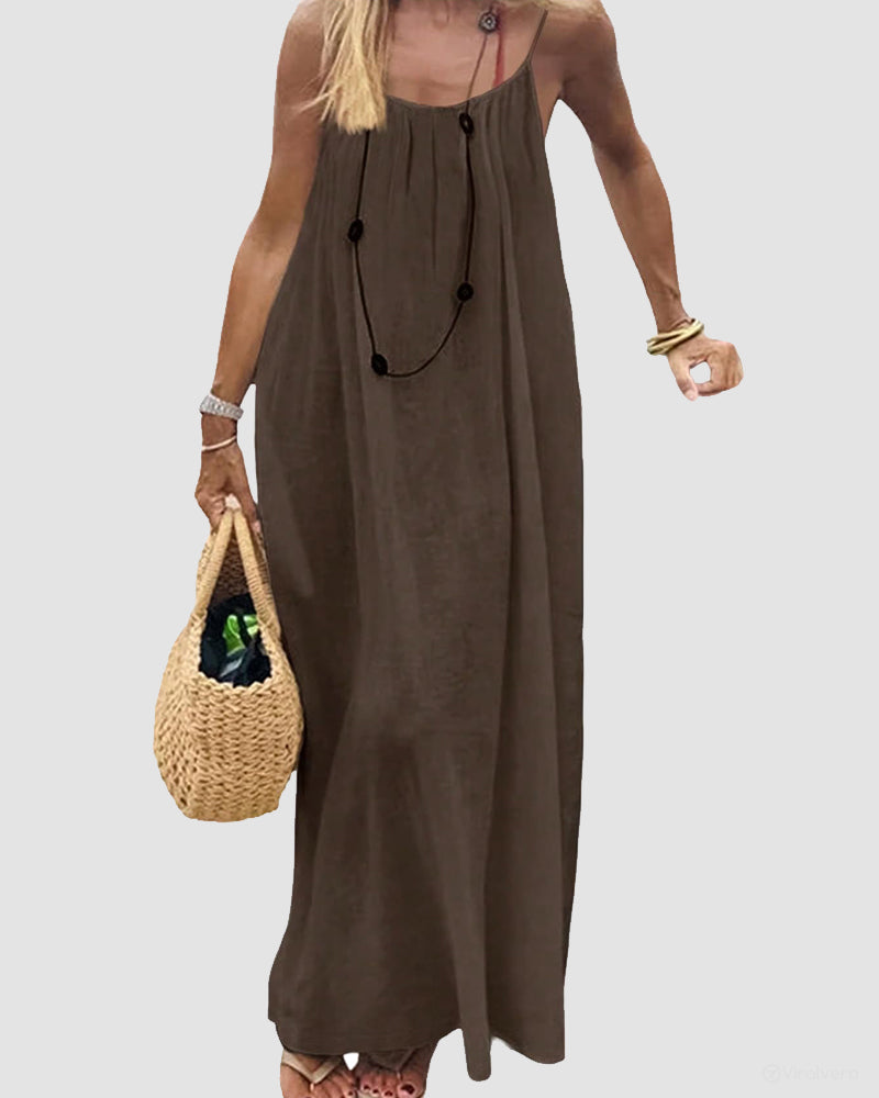 Women's Solid Color Backless Cami Dress
