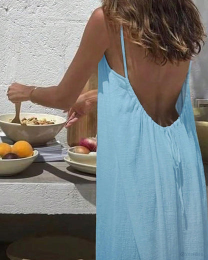 Women's Solid Color Backless Cami Dress