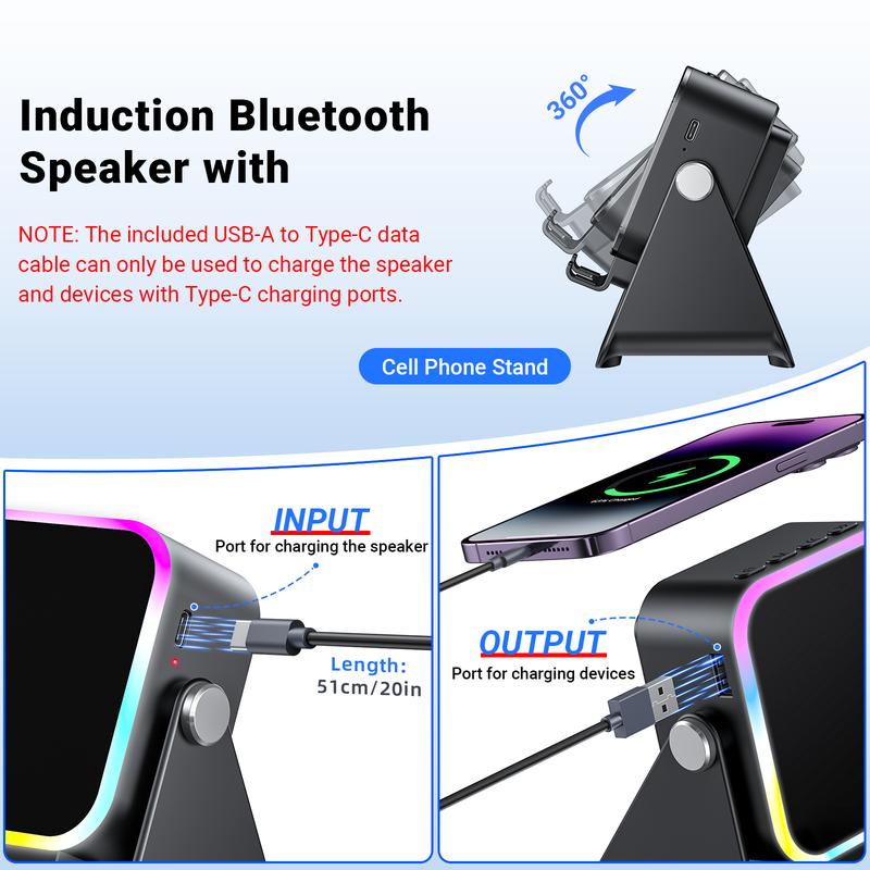 💎 5-in-1 Wireless Speaker Stand | Induction Audio, Phone Holder & Ambient Light