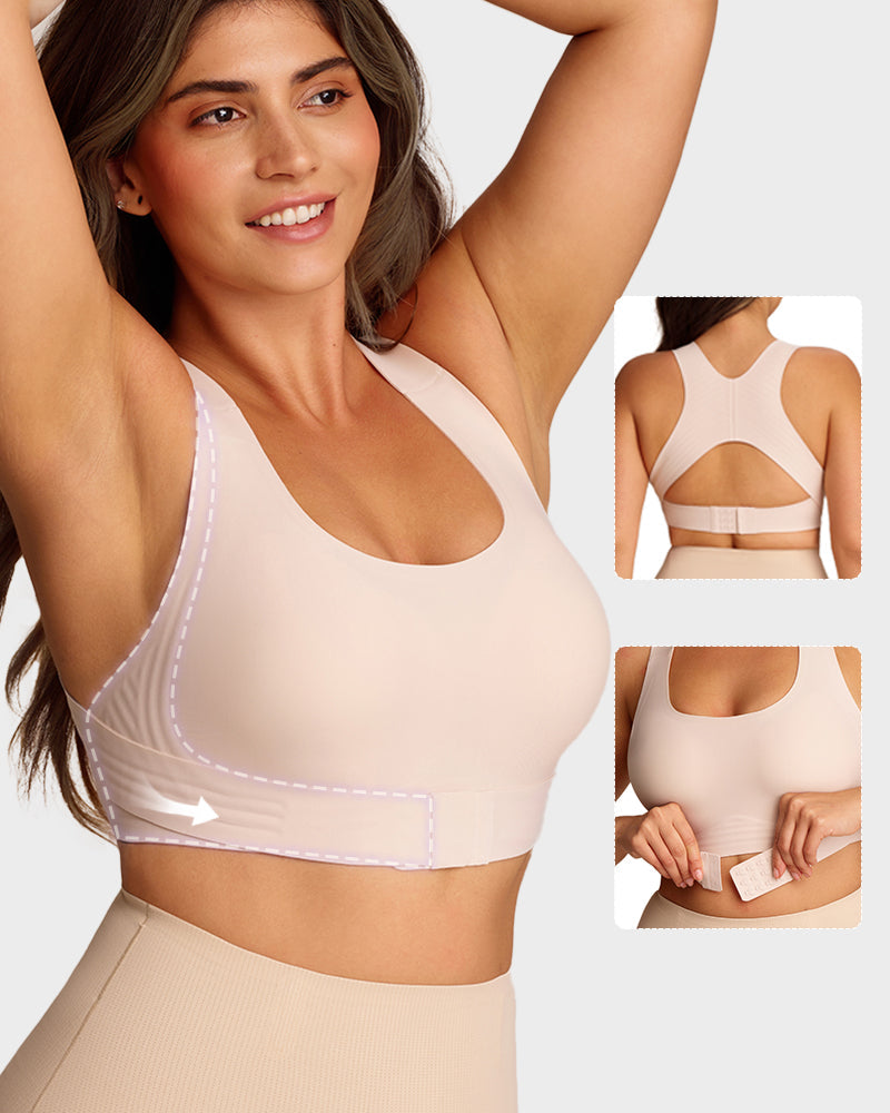 Cross Back Front Closure Wireless Shaping Bra