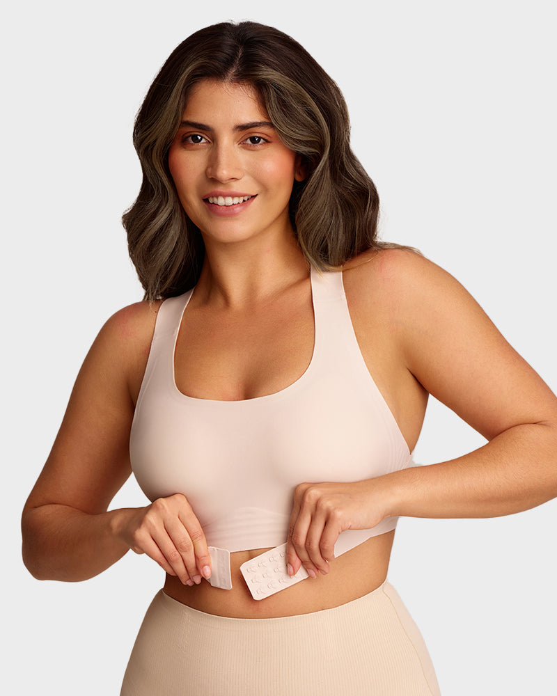 Cross Back Front Closure Wireless Shaping Bra