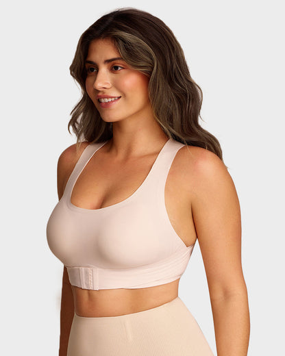 Cross Back Front Closure Wireless Shaping Bra
