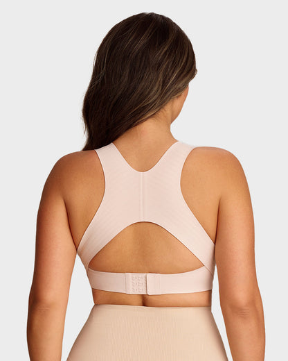 Cross Back Front Closure Wireless Shaping Bra