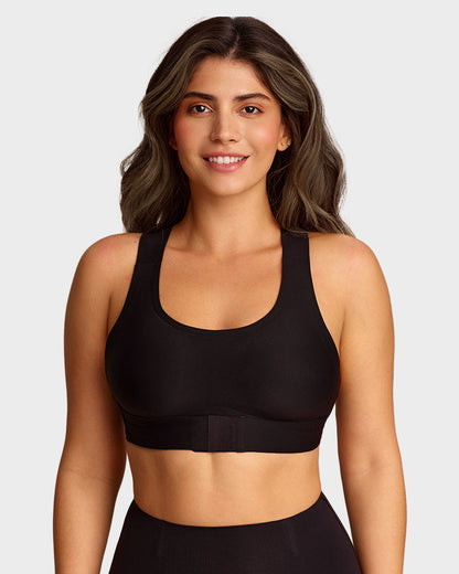 Cross Back Front Closure Wireless Shaping Bra