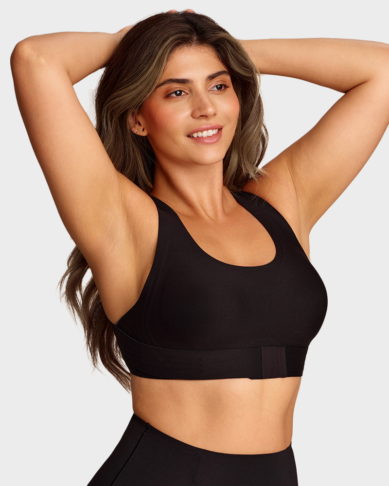 Cross Back Front Closure Wireless Shaping Bra